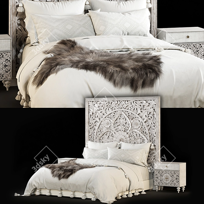 Modern RHTEEN Bed: High-Quality, Unwrapped, V-Ray Compatible 3D model image 2