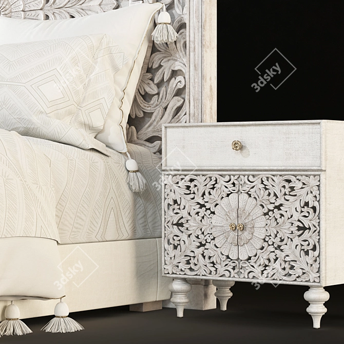 Modern RHTEEN Bed: High-Quality, Unwrapped, V-Ray Compatible 3D model image 4