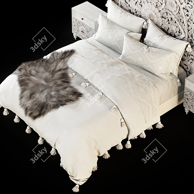 Modern RHTEEN Bed: High-Quality, Unwrapped, V-Ray Compatible 3D model image 5