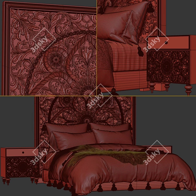 Modern RHTEEN Bed: High-Quality, Unwrapped, V-Ray Compatible 3D model image 7