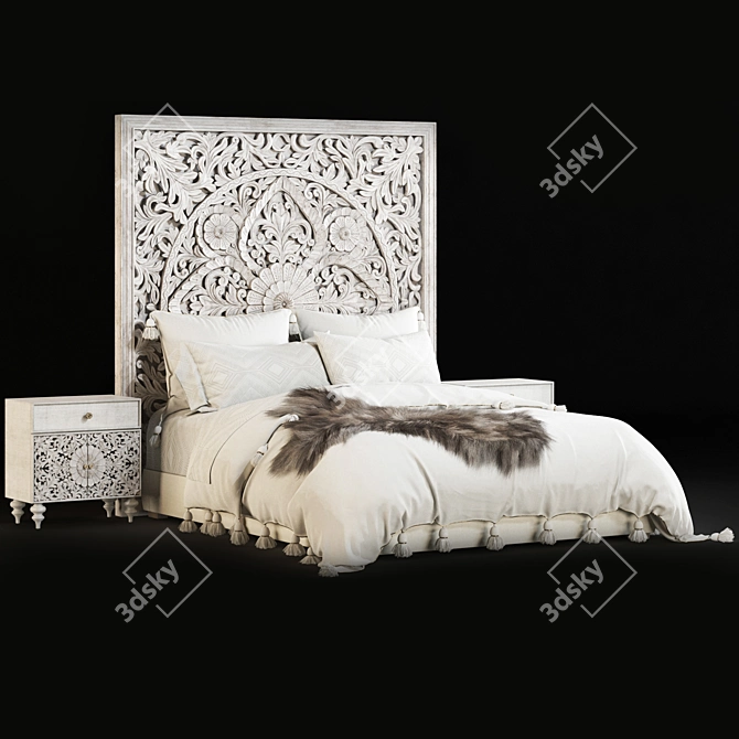 Modern RHTEEN Bed: High-Quality, Unwrapped, V-Ray Compatible 3D model image 8