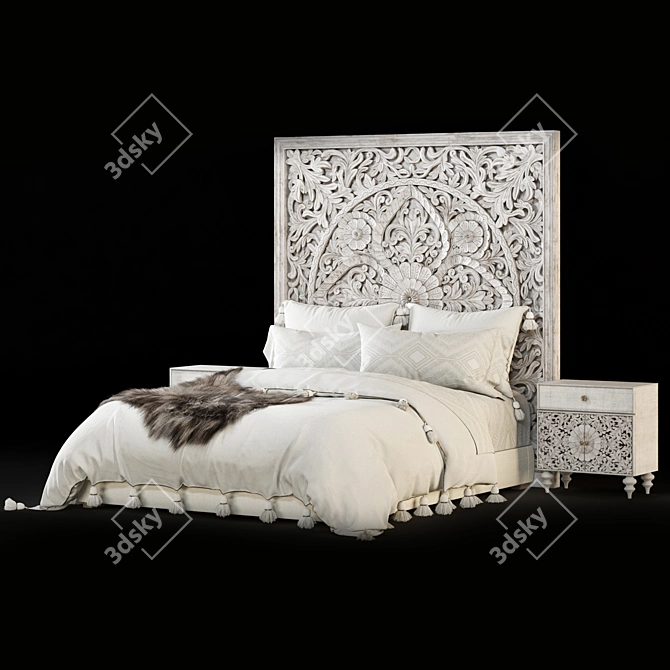 Modern RHTEEN Bed: High-Quality, Unwrapped, V-Ray Compatible 3D model image 9