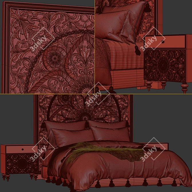 Modern RHTEEN Bed: High-Quality, Unwrapped, V-Ray Compatible 3D model image 14