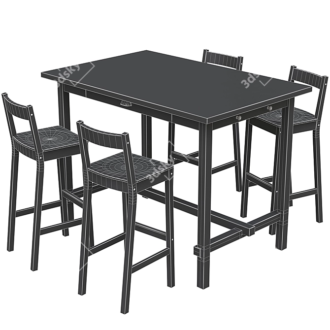Nordviken Kids Table & Chairs Set 3D model image 3