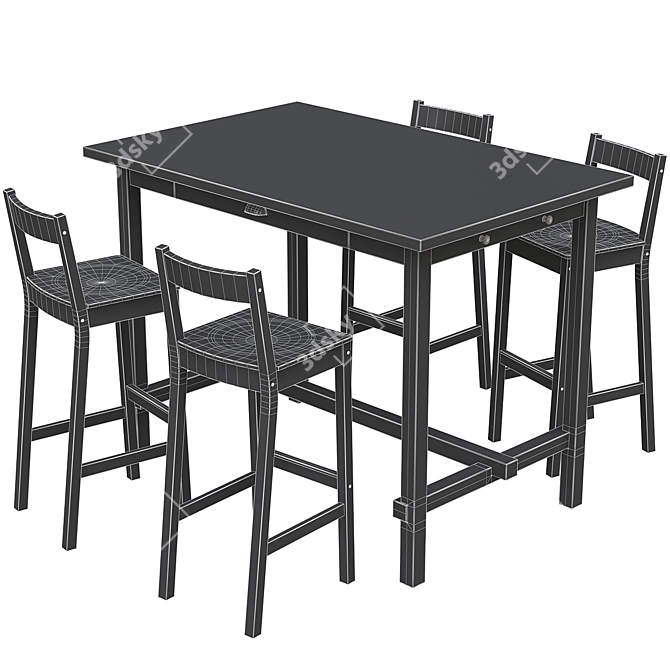 Nordviken Kids Table & Chairs Set 3D model image 6