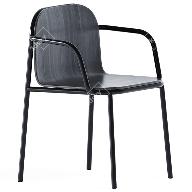 Elegant Niels Table & Armrest Chair 3D model image 2