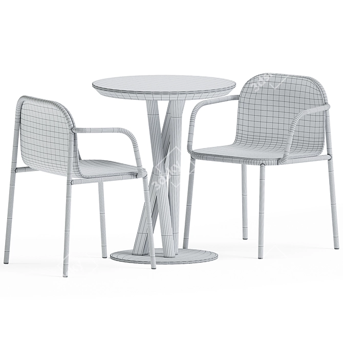 Elegant Niels Table & Armrest Chair 3D model image 3
