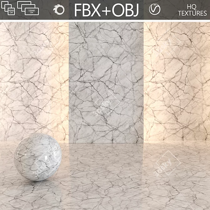 Elegant Carrara Marble Tiles 3D model image 1