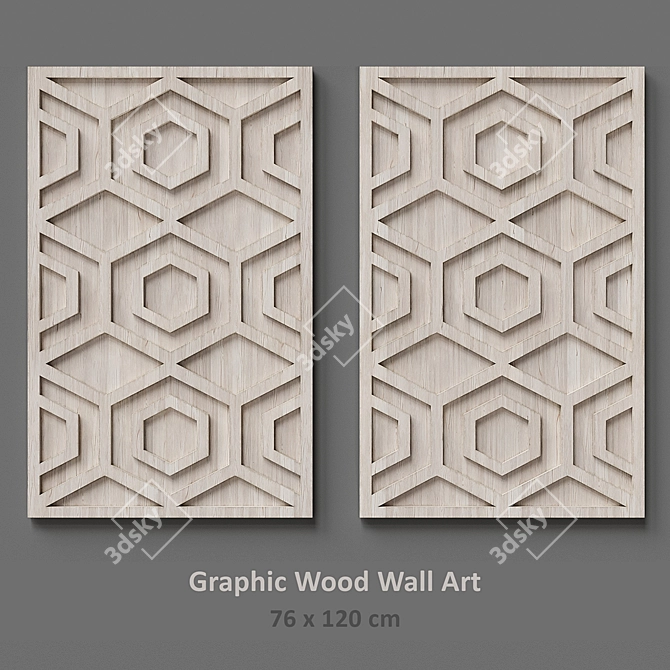 Whitewashed Hexagon Wood Art 3D model image 4