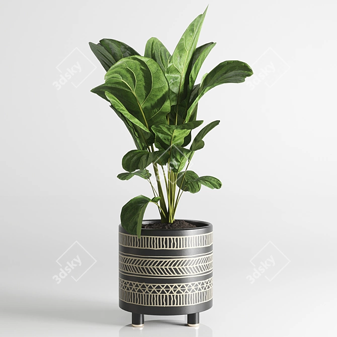 Handmade Pottery Vase for Indoor Plants 3D model image 4