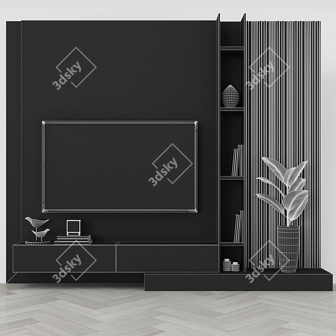 Modern TV Wall Set: Stylish 65" Entertainment Hub 3D model image 4