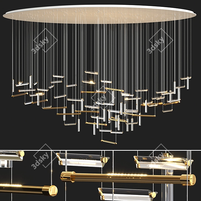  Bespoke Crystal Bronze Chandelier | Contemporary Design 3D model image 1