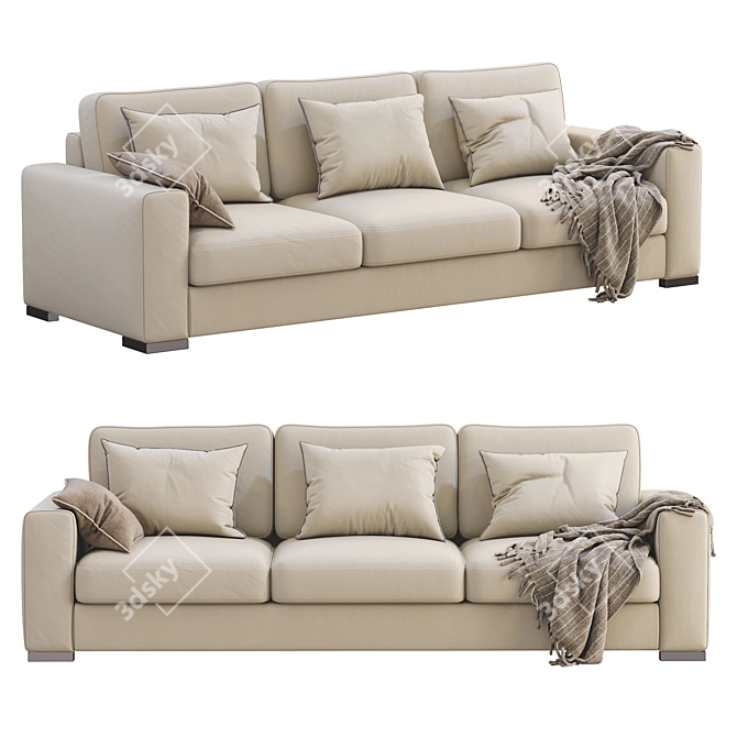 Orion Leather Sofa: Modern, Stylish, and Luxurious 3D model image 1