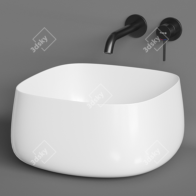 ArtCeram COGNAC Quadro 43: Modern Square Basin with Kludi BOZZ Mixer 3D model image 2