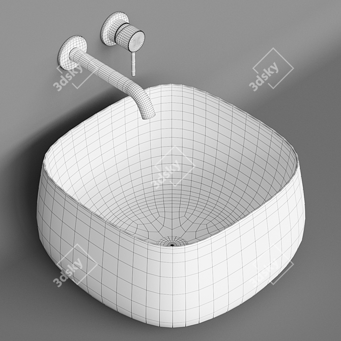 ArtCeram COGNAC Quadro 43: Modern Square Basin with Kludi BOZZ Mixer 3D model image 4