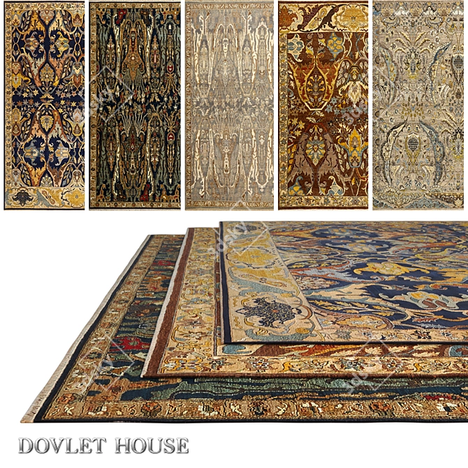 Luxury Wool Carpets Set by DOVLET HOUSE (5 Pieces) 3D model image 1