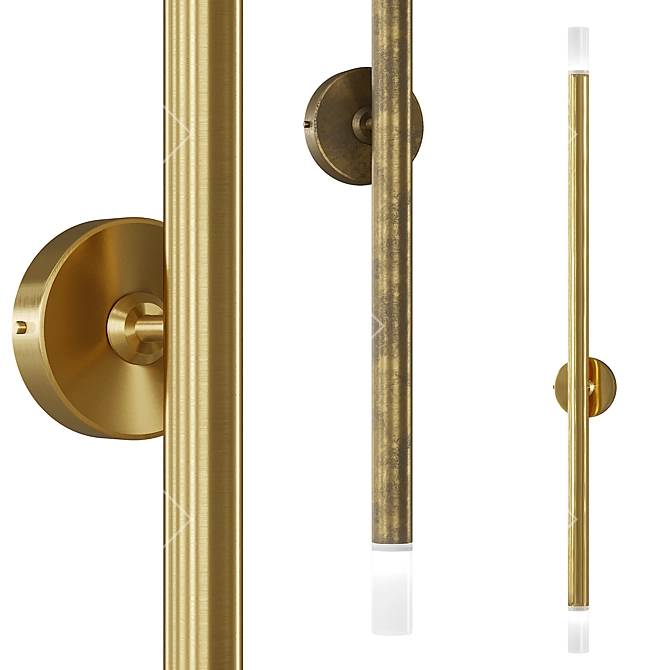 Sleek Brass Stick Lamp 3D model image 1