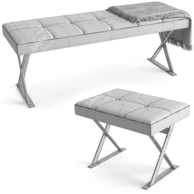 Stylish Pathos Bench/Ottoman 3D model image 5