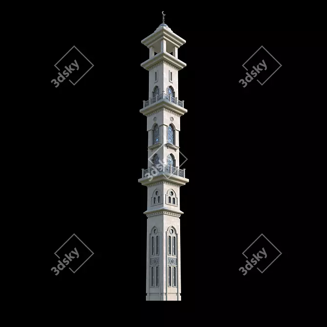 Islamic Mosque Minaret: Elegant Architectural Symbol 3D model image 1