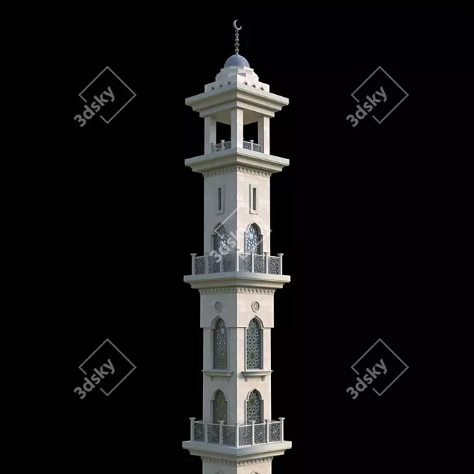 Islamic Mosque Minaret: Elegant Architectural Symbol 3D model image 2