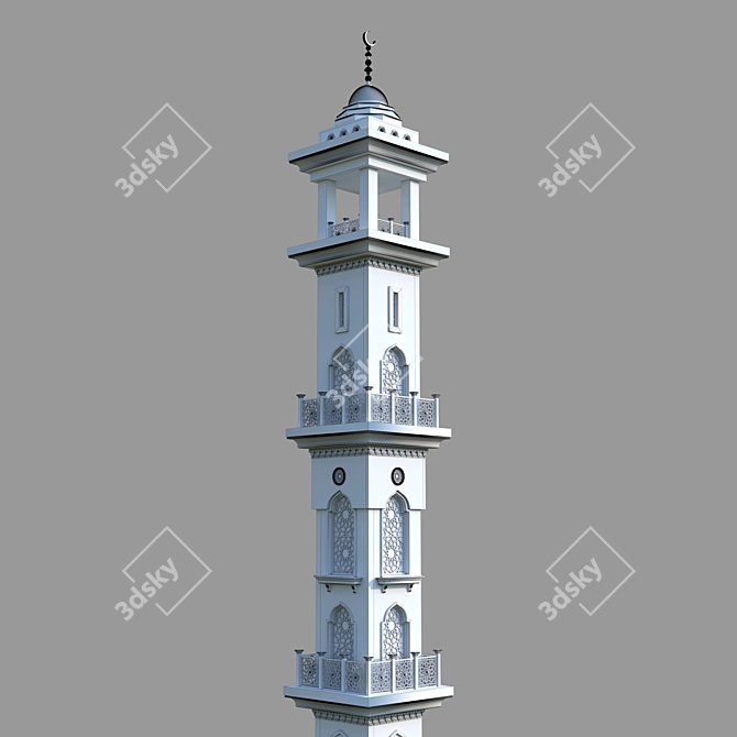 Islamic Mosque Minaret: Elegant Architectural Symbol 3D model image 6
