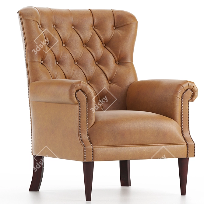 Dalhousie Leather Armchair: Tufted Elegance in Compact Dimensions 3D model image 1