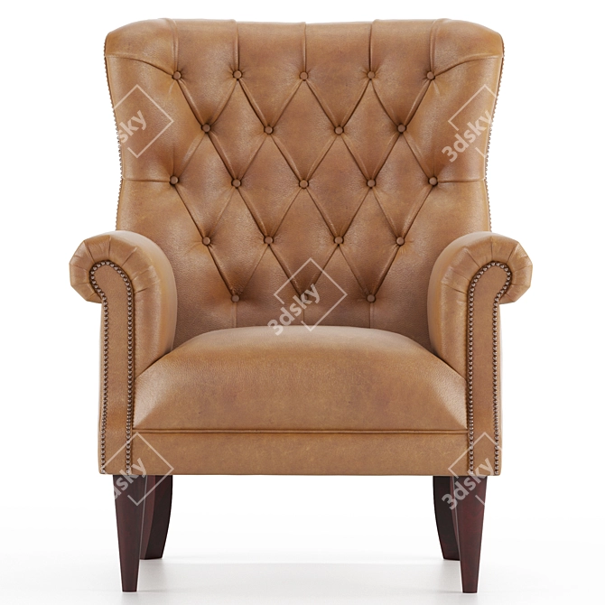 Dalhousie Leather Armchair: Tufted Elegance in Compact Dimensions 3D model image 2