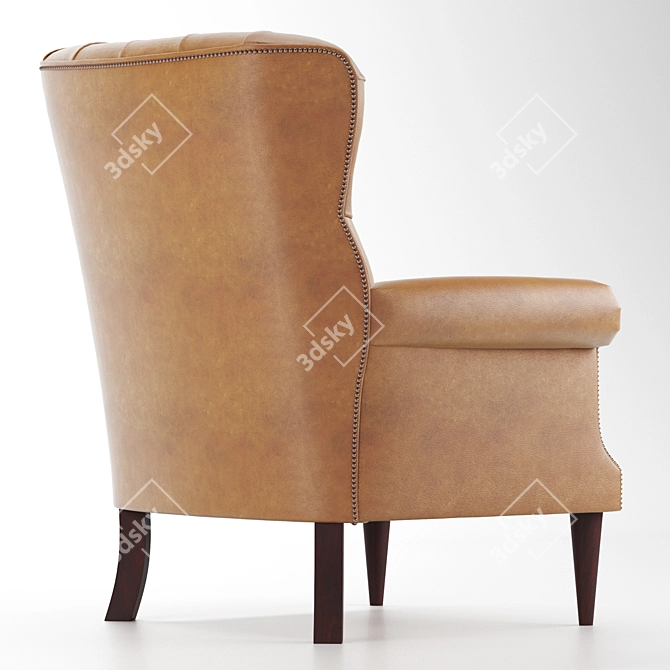 Dalhousie Leather Armchair: Tufted Elegance in Compact Dimensions 3D model image 3