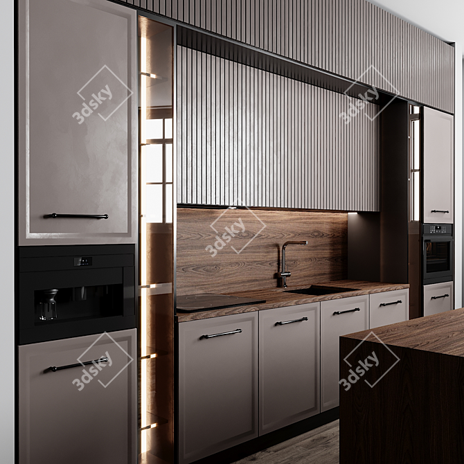 Sleek Modern Kitchen Set 3D model image 3