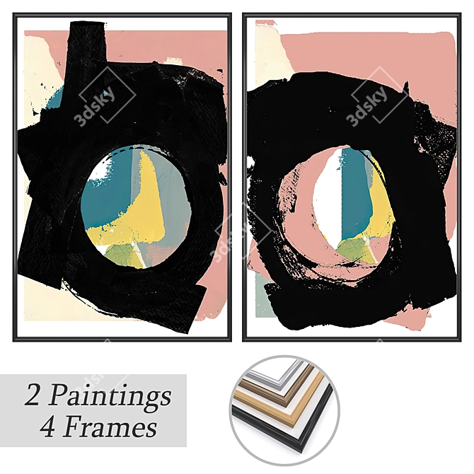 Title: Artful Wall Prints with Versatile Frames 3D model image 1