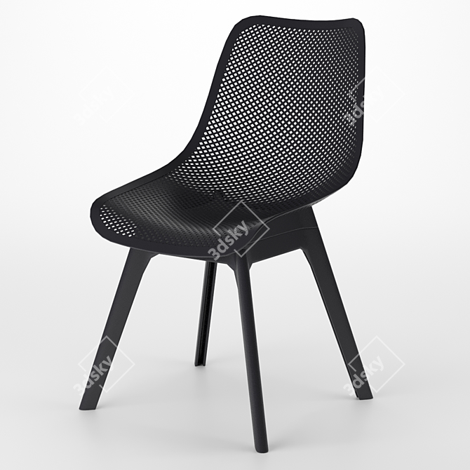 Mesh Punch Plastic Chair 3D model image 1