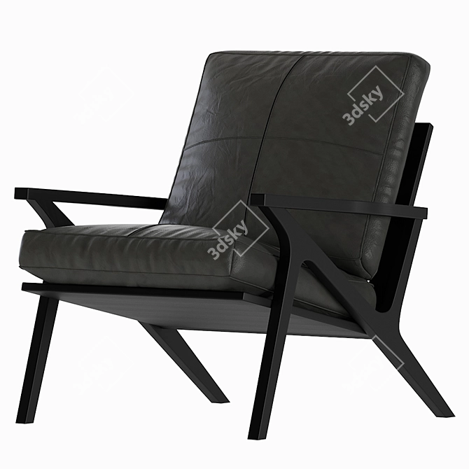 Crate & Barrel Leather Armchair 3D model image 4