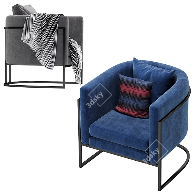 Modern Velvet Accent Chair 3D model image 2