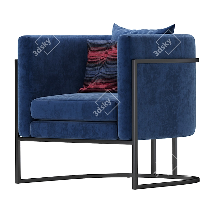 Modern Velvet Accent Chair 3D model image 5