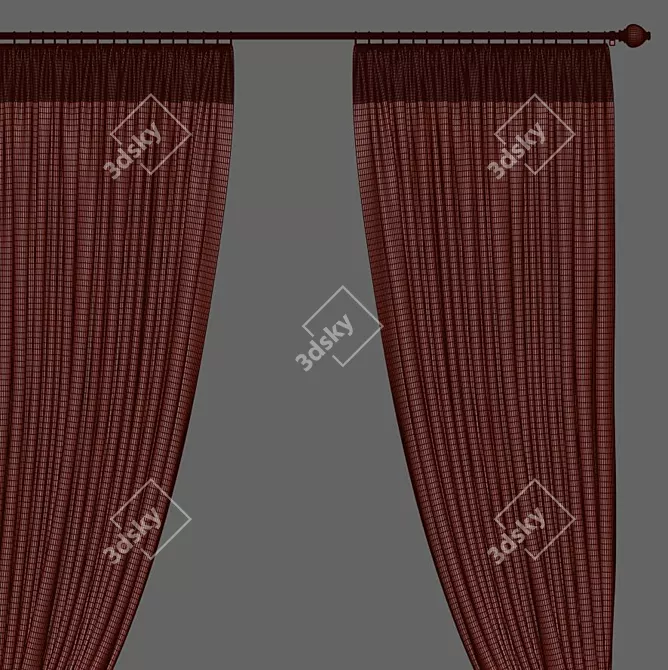 Elegant Window Curtain 893 3D model image 3