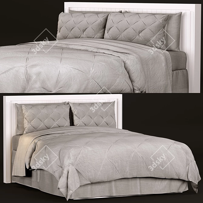 Elegant Pintuck Bedding Set 3D model image 1