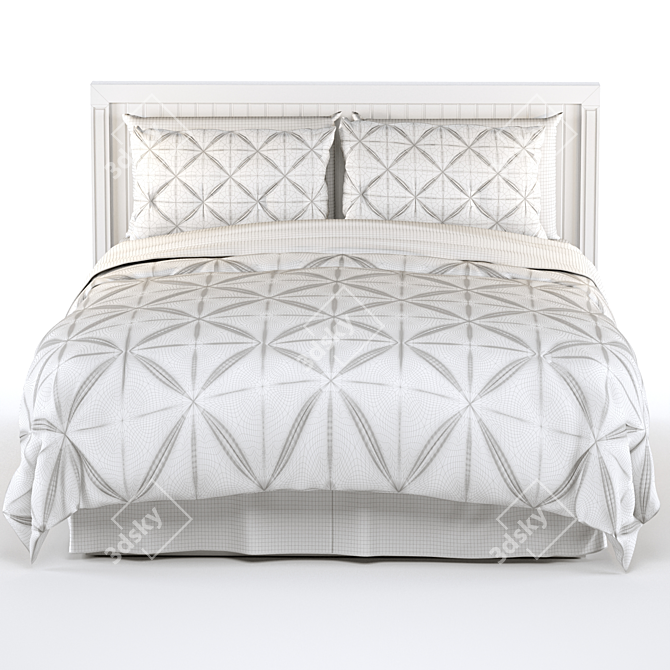 Elegant Pintuck Bedding Set 3D model image 3
