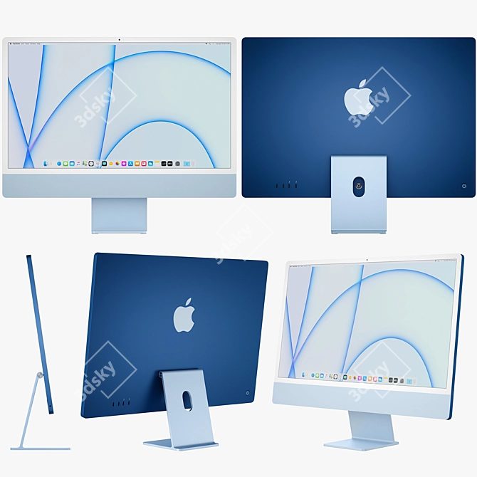 Sleek Apple iMac 24-inch (2021): Stunning Performance & Style 3D model image 1