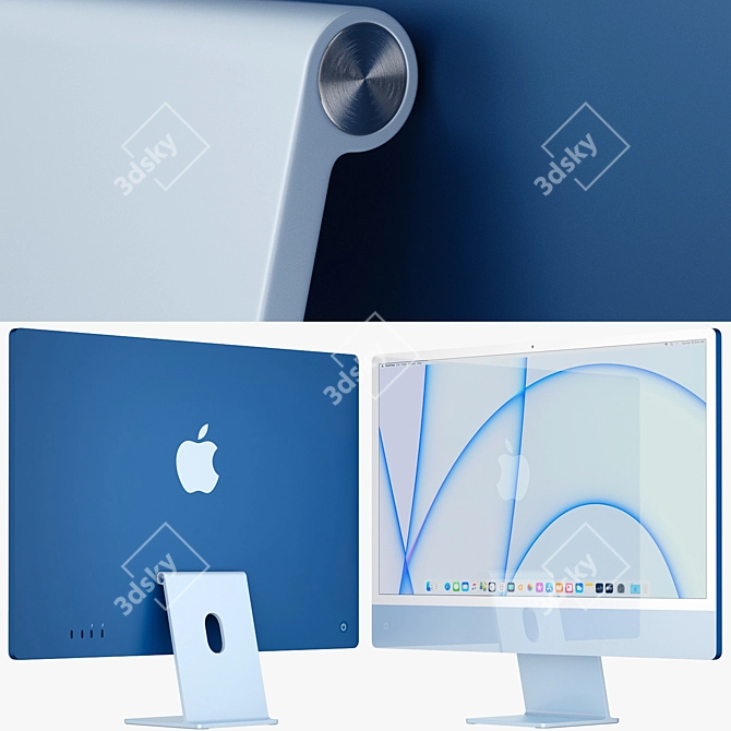 Sleek Apple iMac 24-inch (2021): Stunning Performance & Style 3D model image 2