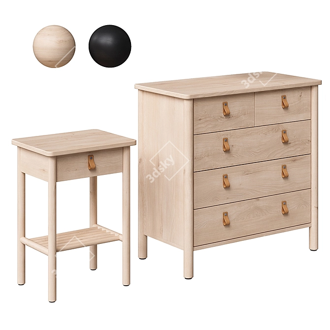 Scandinavian Charm: BJÖRKSNÄS Cabinet & Chest 3D model image 7