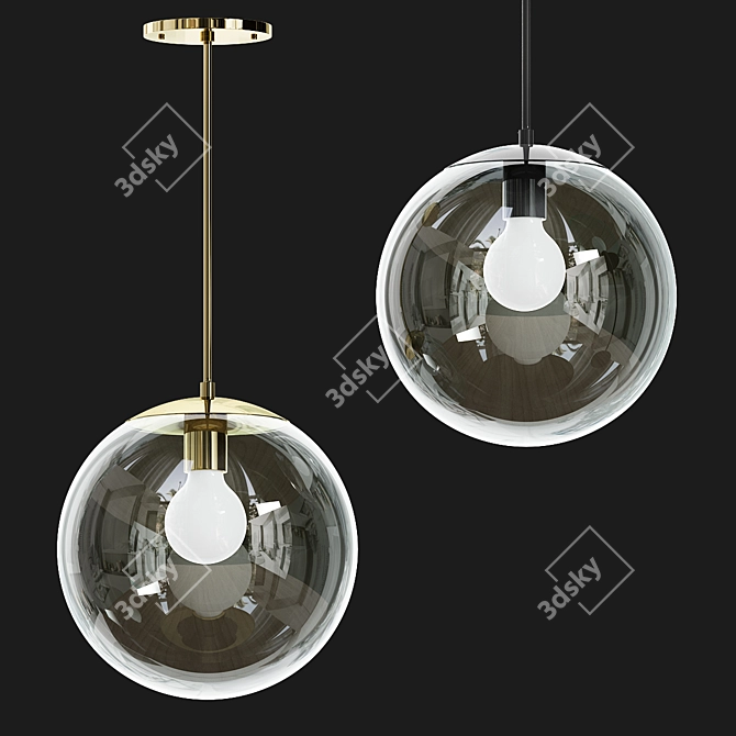 Elegant Luna Pendant with Clear Shade 3D model image 1