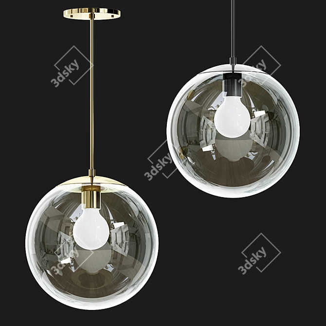 Elegant Luna Pendant with Clear Shade 3D model image 3