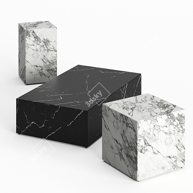 Marble Plinth Side Tables: Stunning and Versatile 3D model image 1