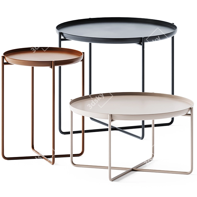 Elegant Habibi Side Tables 3D model image 1