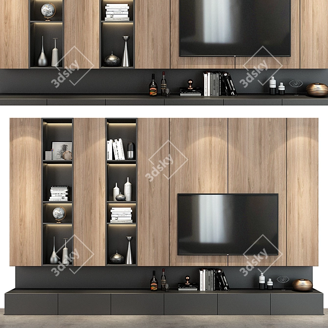 Elegance Oak Cabinet 0132 3D model image 1