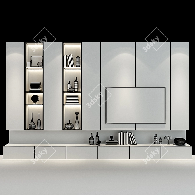 Elegance Oak Cabinet 0132 3D model image 2