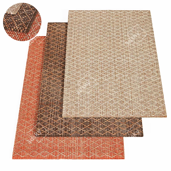 Elegant Taupe Trellis Rug 3D model image 1