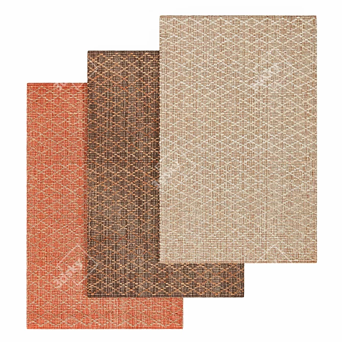 Elegant Taupe Trellis Rug 3D model image 3