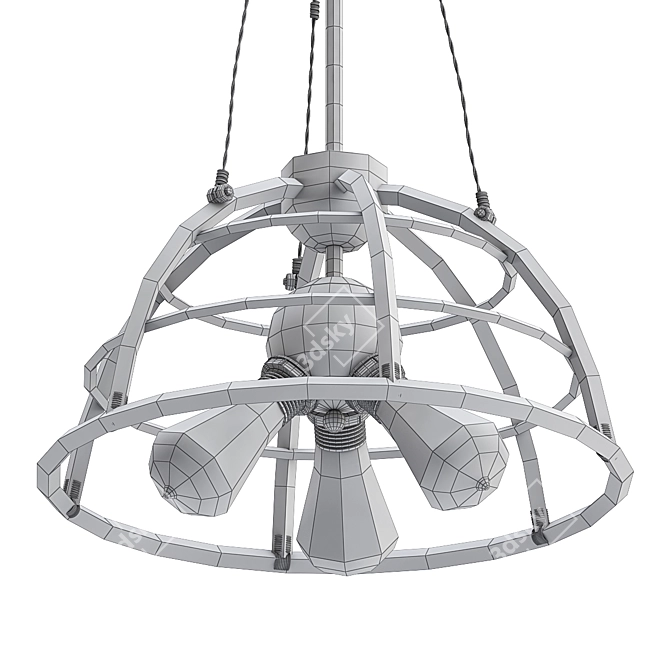 Industrial Metal Cage Pendant 3D model image 2