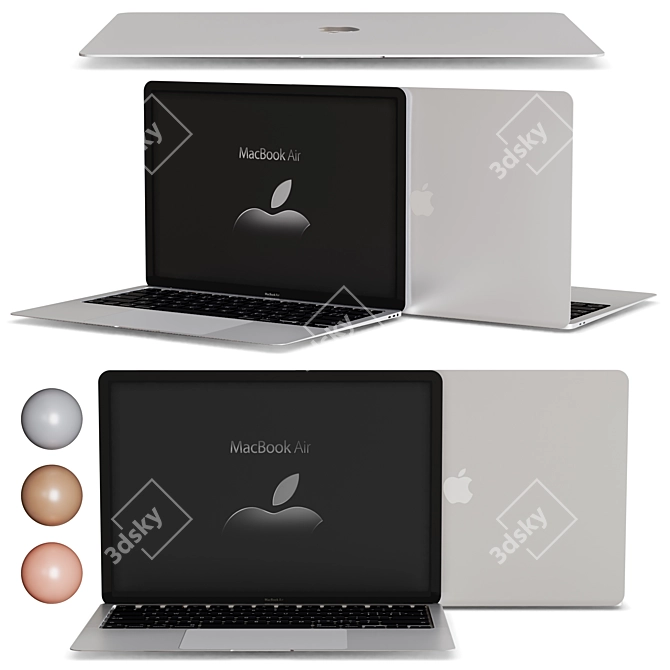 Sleek New MacBook Air: All Colored Elegance! 3D model image 1